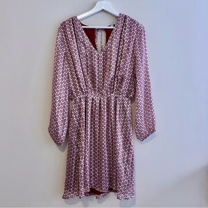 Collective Concepts Dress Mini Circle Print Red White Erika Crochet Trim Shine